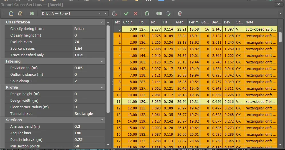 Trace settings beside the station results grid